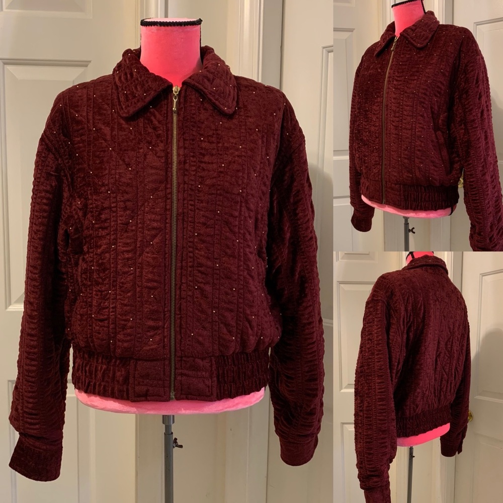 Vintage coat w/ruching & gold bead detailing